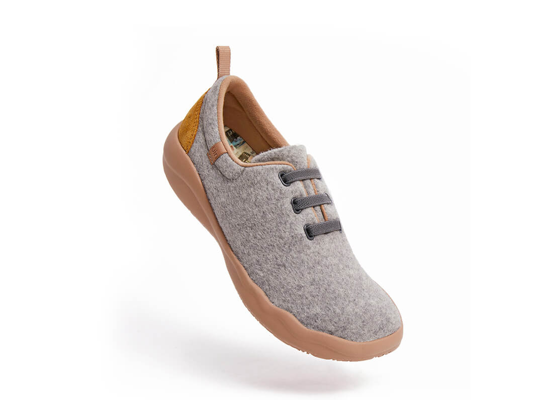 Segovia Light Grey Wool Lace-up Shoes Women for Autumn/Winter | uin ...