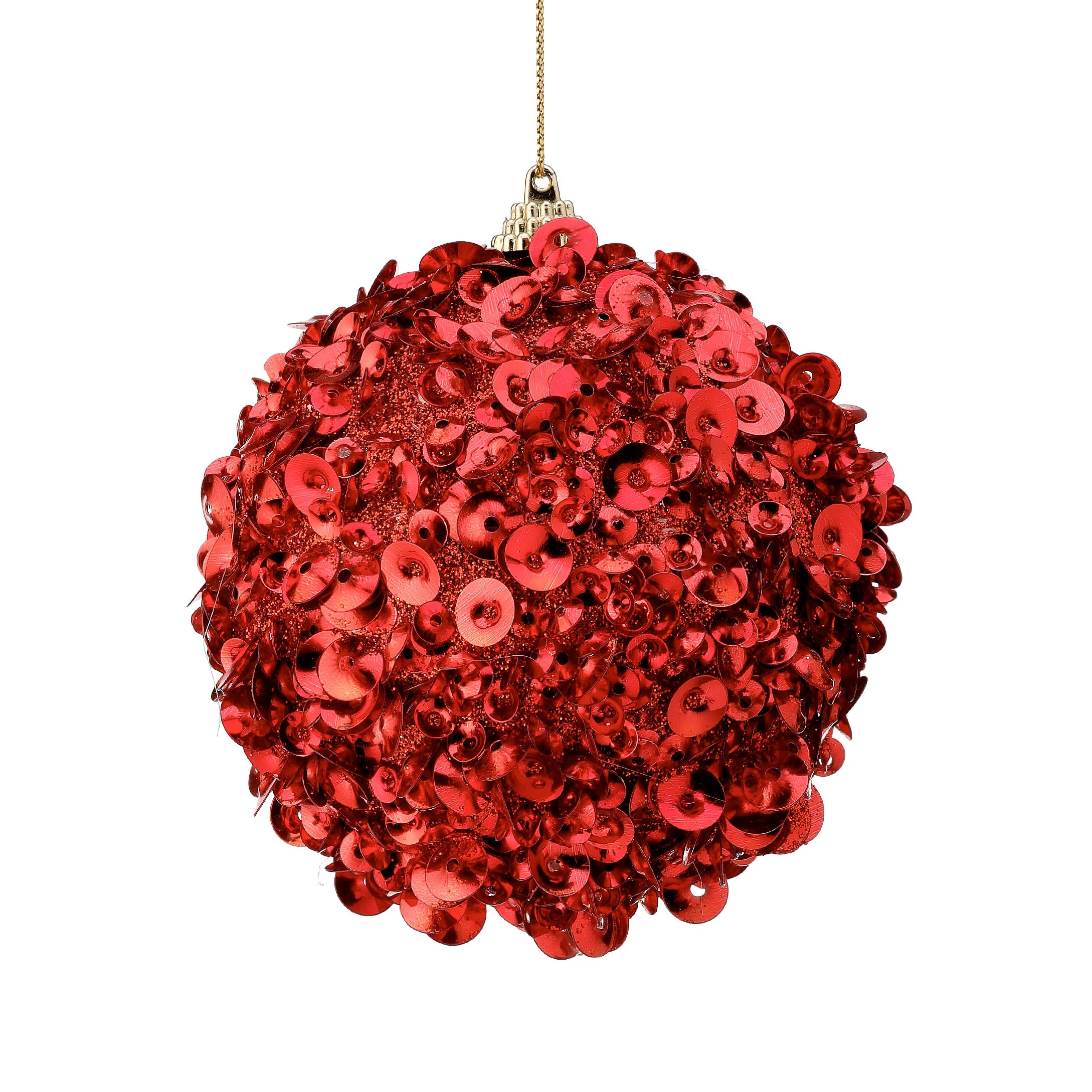 Glamour Sequin Ball Ornament - Red, 4