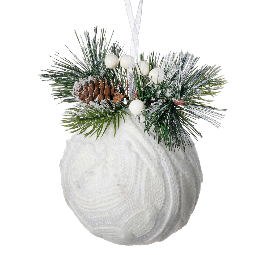 Sweater Ball Ornament with Greenery, 4