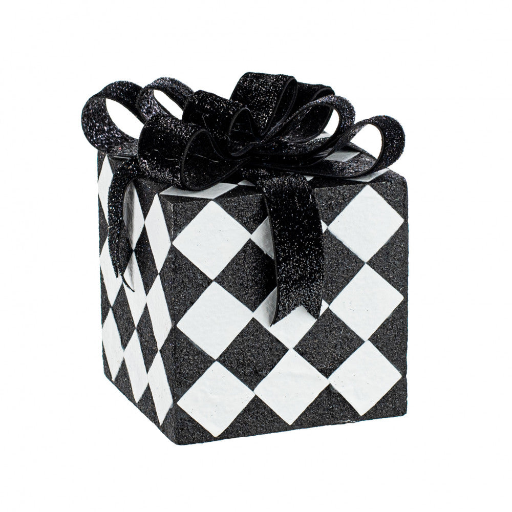 Harlequin Christmas Present Ornament - Black & White, 6