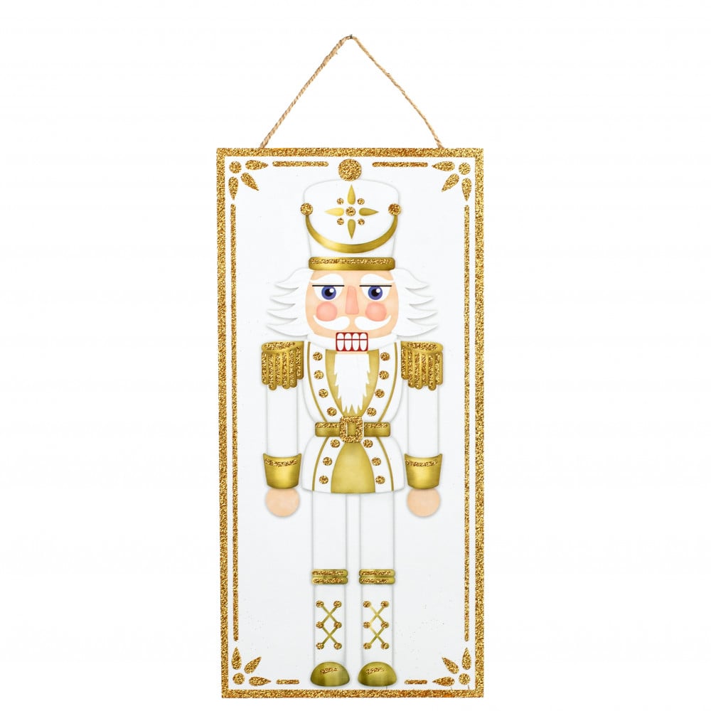 Wooden Nutcracker Sign - Gold, 12