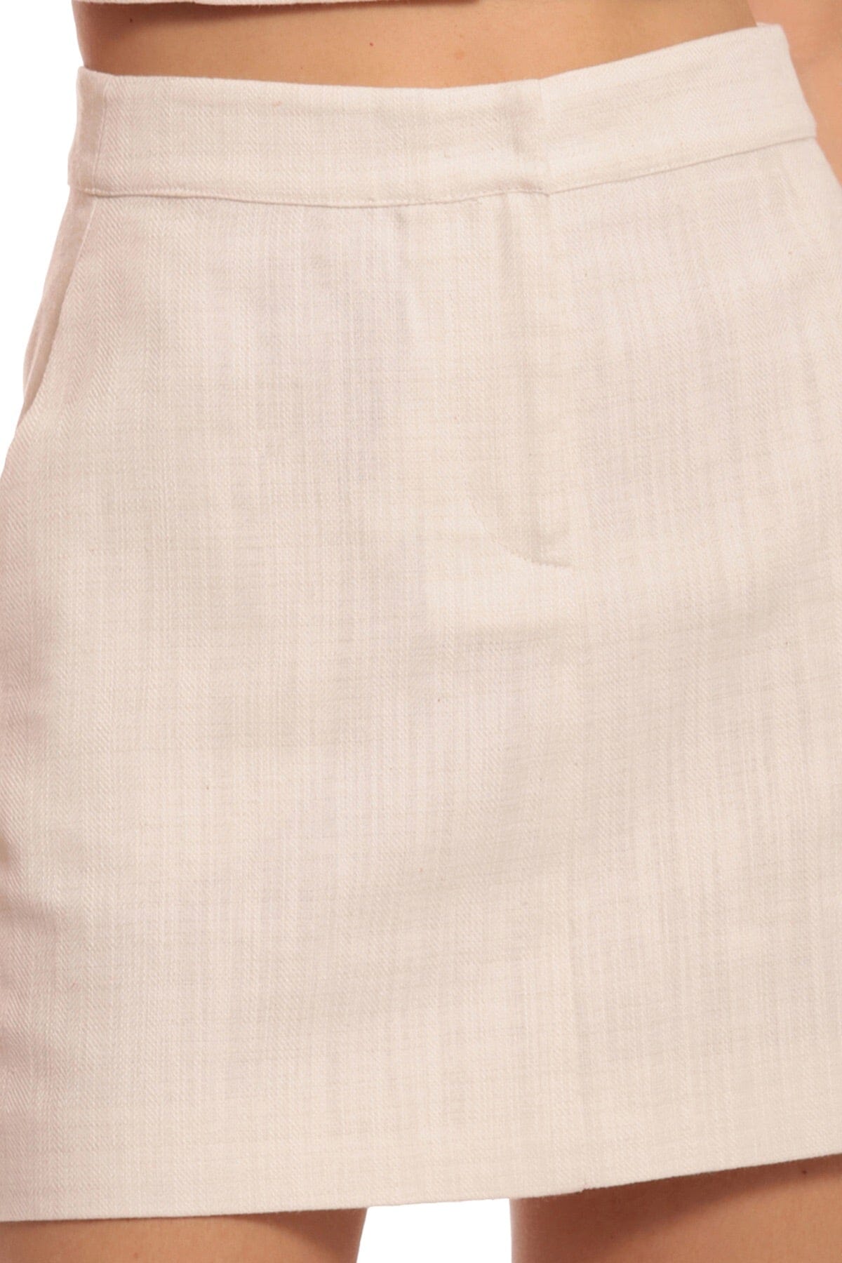 Textured Cotton-Linen Mini Skirt
