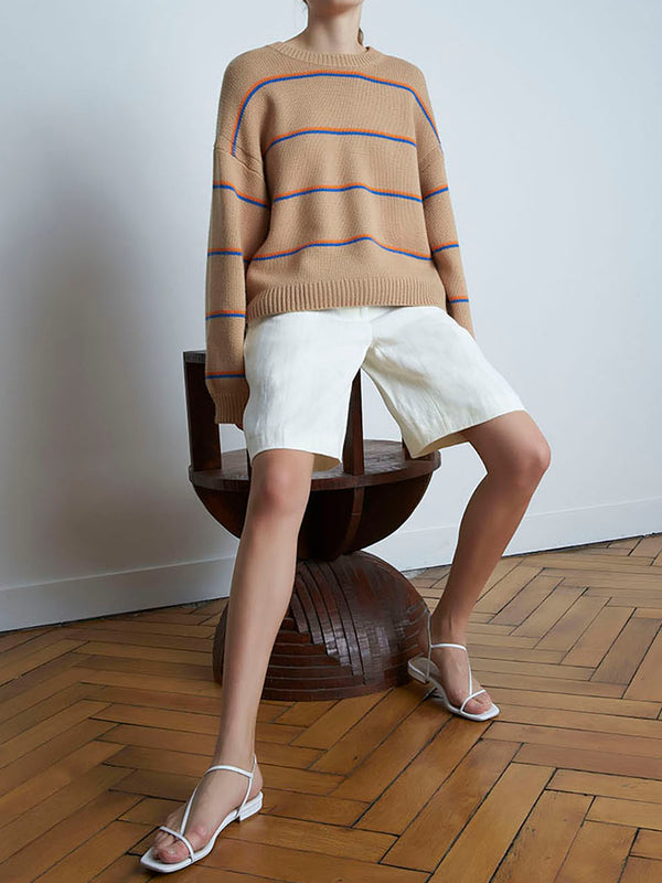 无论是舒适的针织衫还是简单的款式，LOULOU STUDIO设计的时髦单品都能让你穿在身上。这款"Faaa"T恤采用柔软的Supima纯棉针织衫，宽松的版型和圆领设计。 
 

正码尺寸，取正常尺寸。
旨在实现宽松的设计
中等重量，略带弹性的面料
滑动
机洗

  
构成100% Supima棉