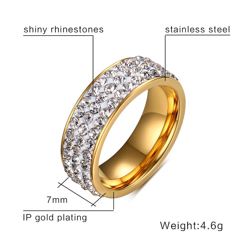 Statement Lady Titanium Steel Diamond Ring