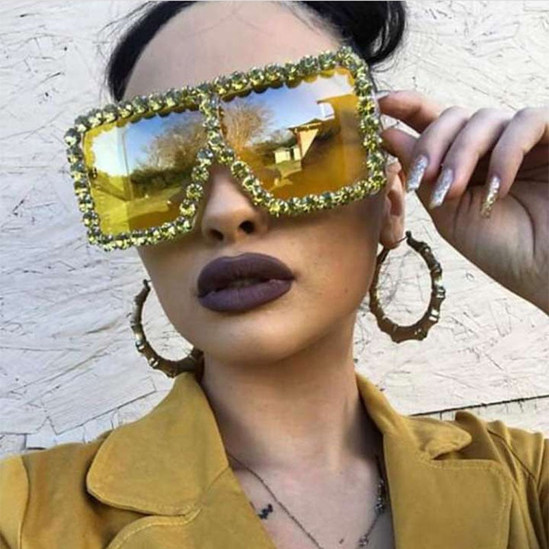 Spectacles On Oversized Crystal Sunglasses