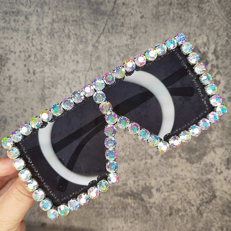 Spectacles On Oversized Crystal Sunglasses