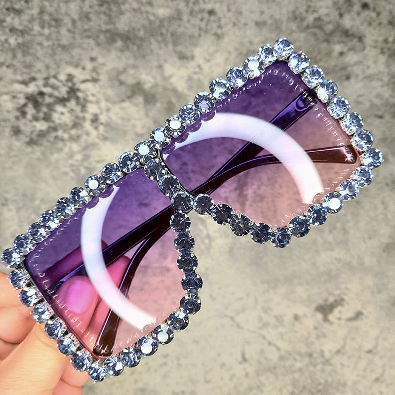 Spectacles On Oversized Crystal Sunglasses