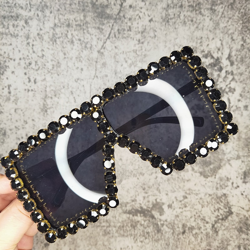 Spectacles On Oversized Crystal Sunglasses