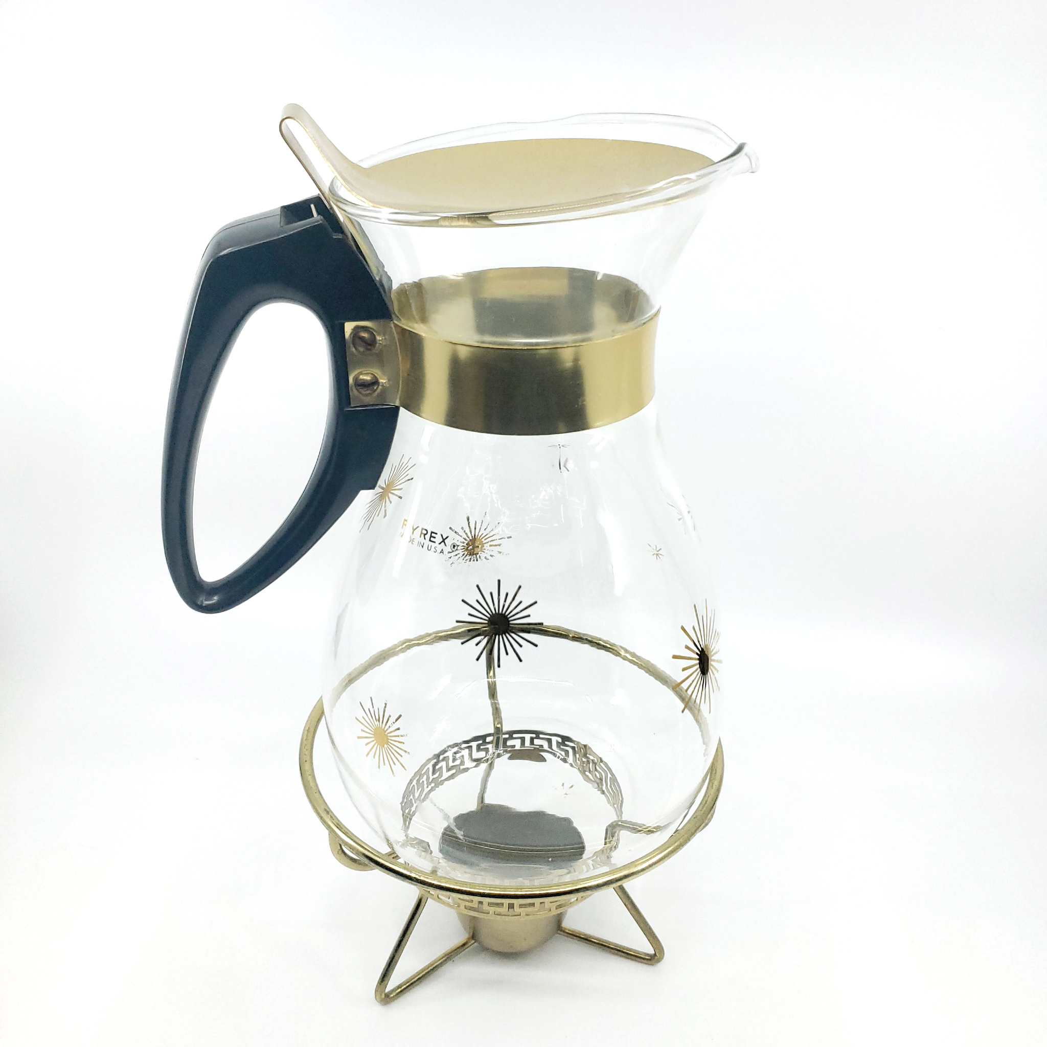 Pyrex Gold Starburst Pitcher with Burner