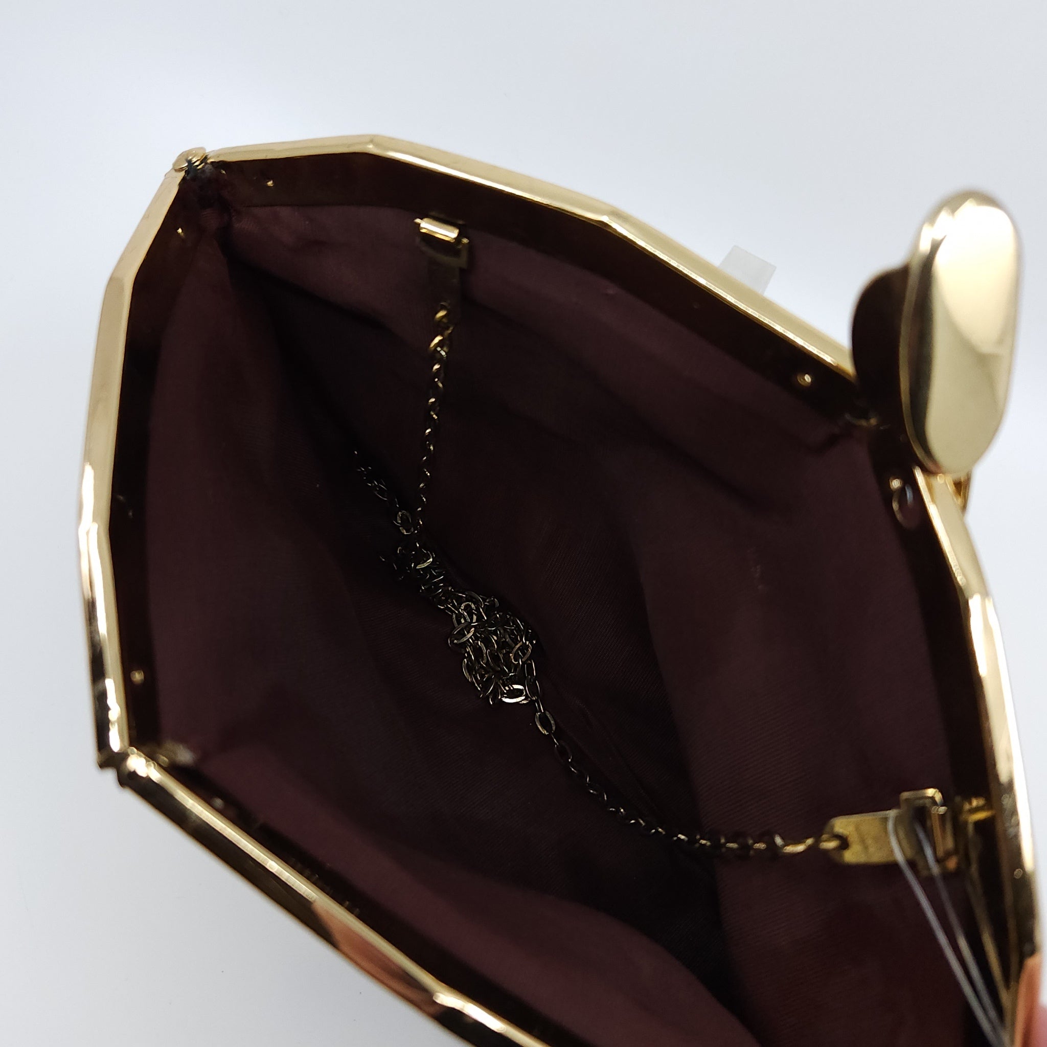 Vintage Toffee Velvet Clutch with Chain Strap