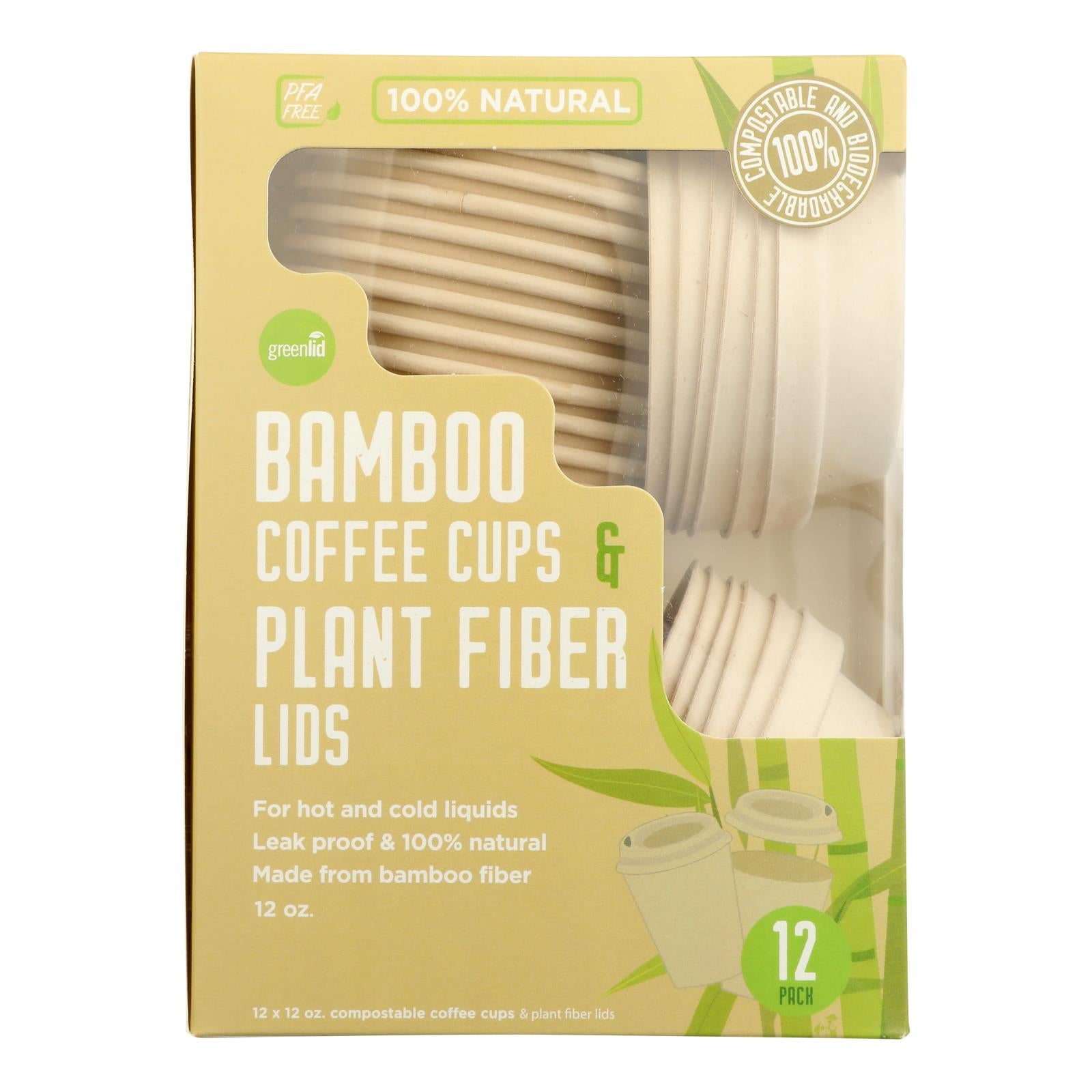 Greenlid - Cups&lids 12 Oz Bamboo - Case Of 10-12 Ct