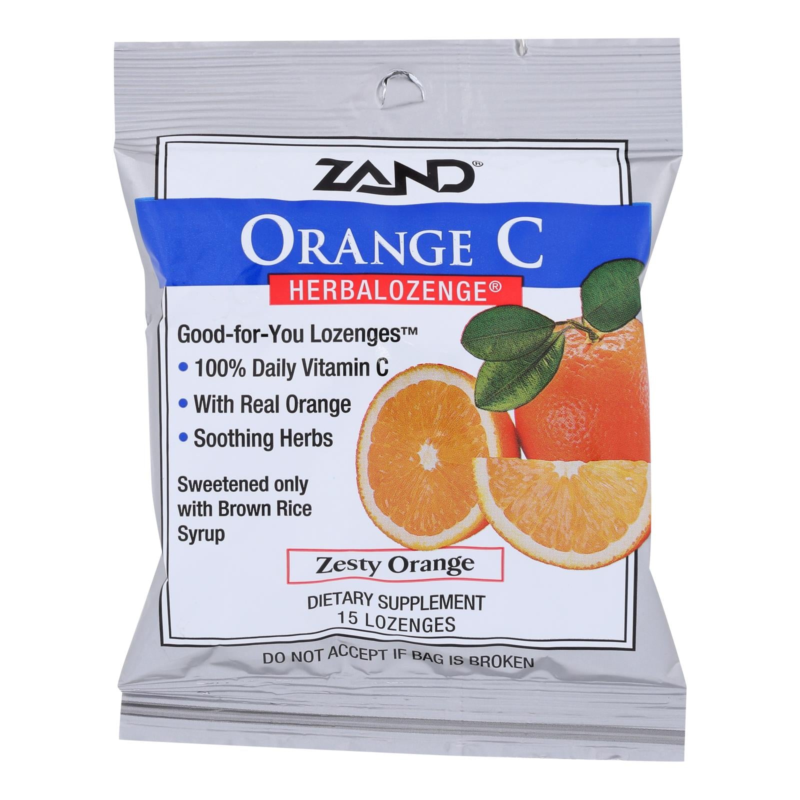 Zand Herbalozenge Orange C Natural Orange - 15 Lozenges - Case Of 12