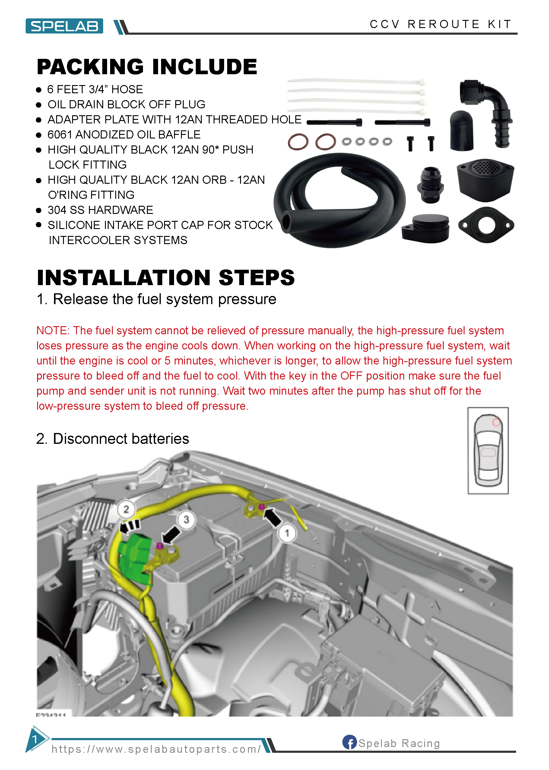 SPELAB 11-20 6.7L Powerstroke CCV ReRoute Kit Installtion Instruction