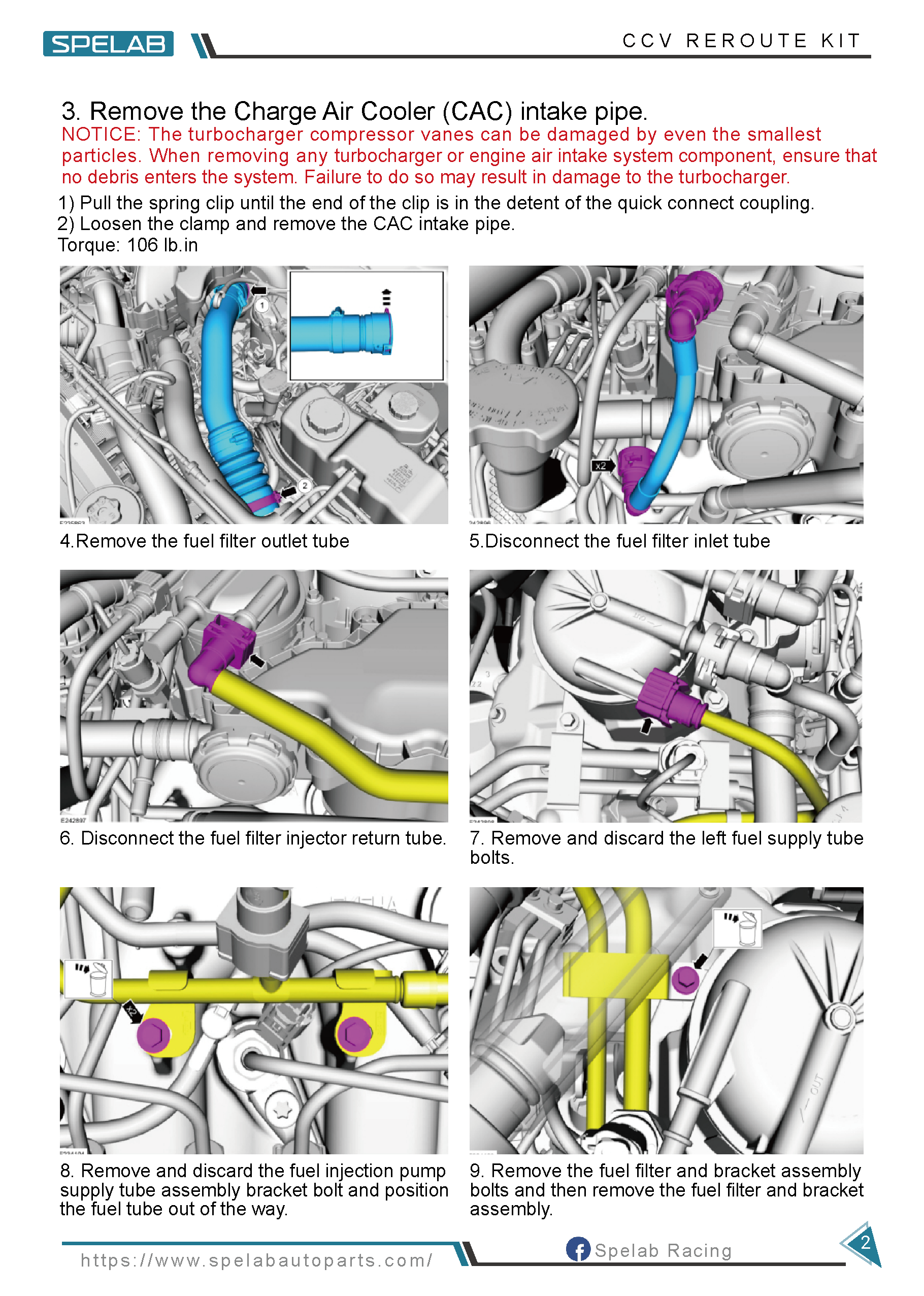 SPELAB 11-20 6.7L Powerstroke CCV ReRoute Kit Installtion Instruction 3