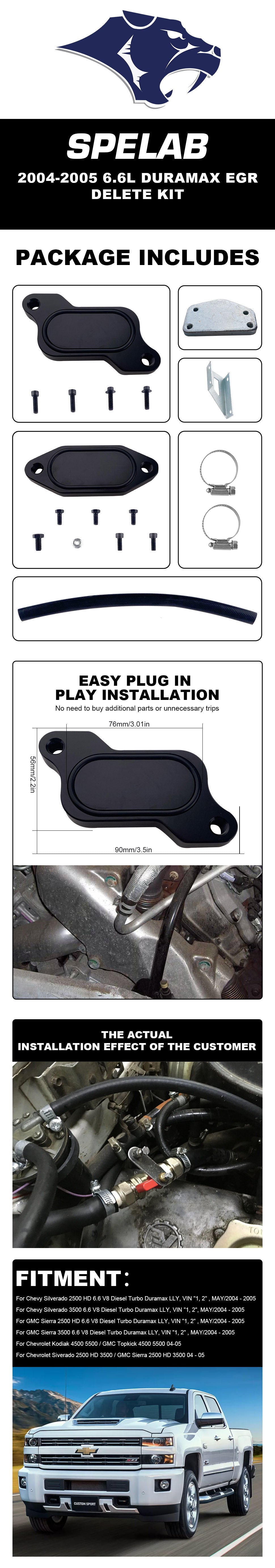 SPELAB 2004-2005 6.6L Duramax EGR Delete Kit listing