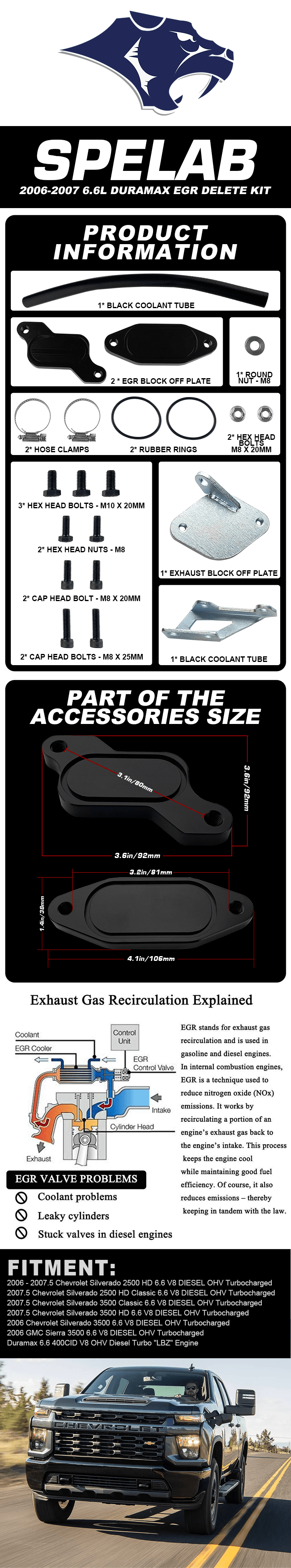 SPELAB 2006-2007 6.6L Duramax EGR Delete Kit listing