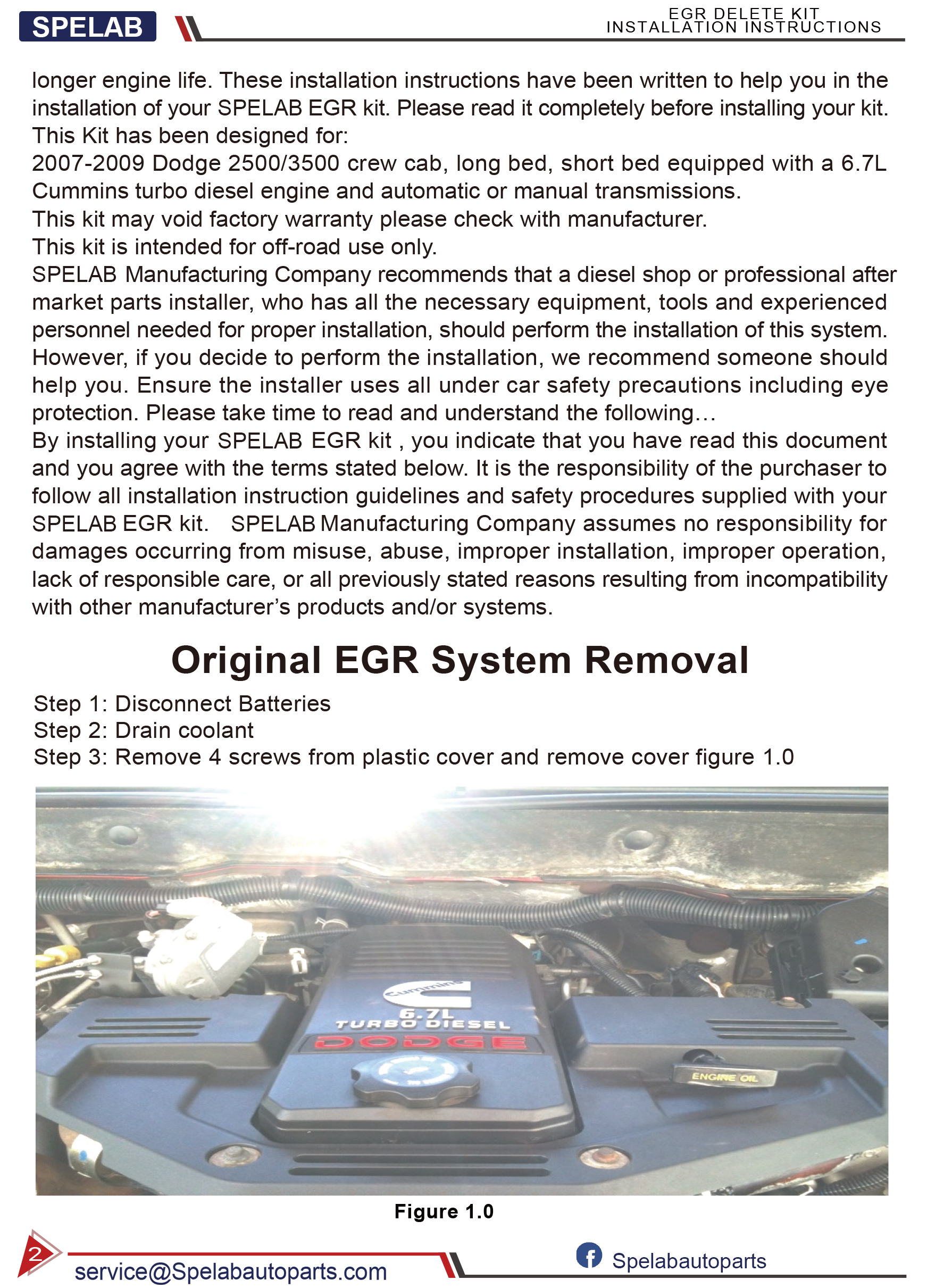 SPELAB 2007-2009 Dodge Ram 6.7L Cummins EGR Cooler Delete Kit Installtion Instruction 3