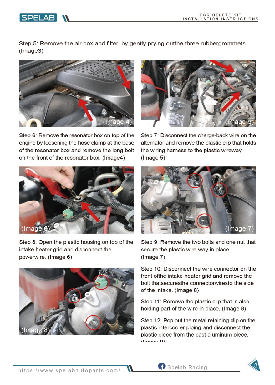 SPELAB 2007.5-2010 6.6L Duramax EGR Delete Kit High Flow Intake Elbow Pipe Tube Installation Instruction