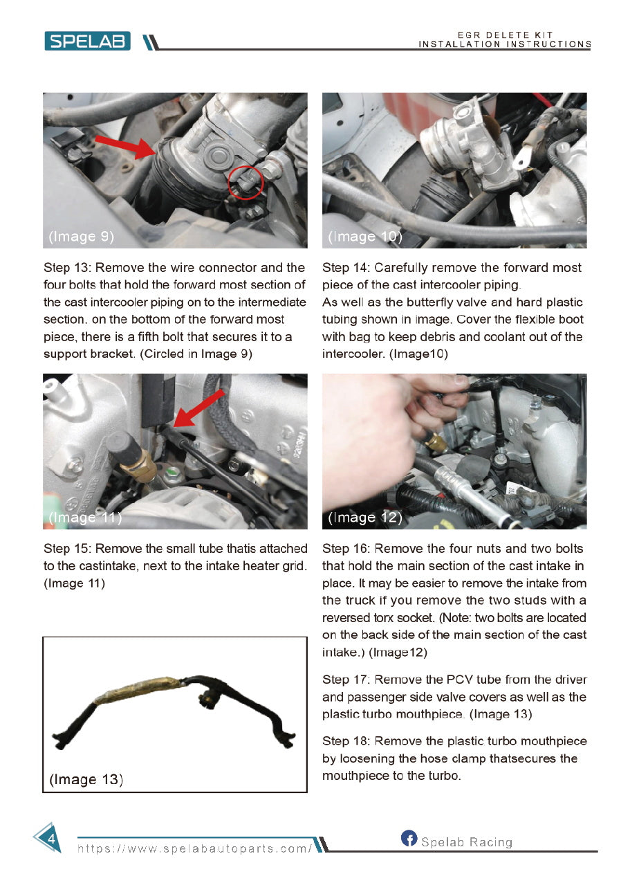 SPELAB 2007.5-2010 6.6L Duramax EGR Delete Kit High Flow Intake Elbow Pipe Tube Installation Instruction