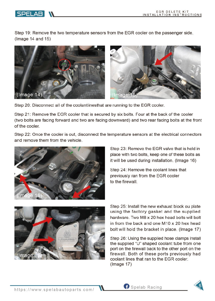 SPELAB 2007.5-2010 6.6L Duramax EGR Delete Kit High Flow Intake Elbow Pipe Tube Installation Instruction