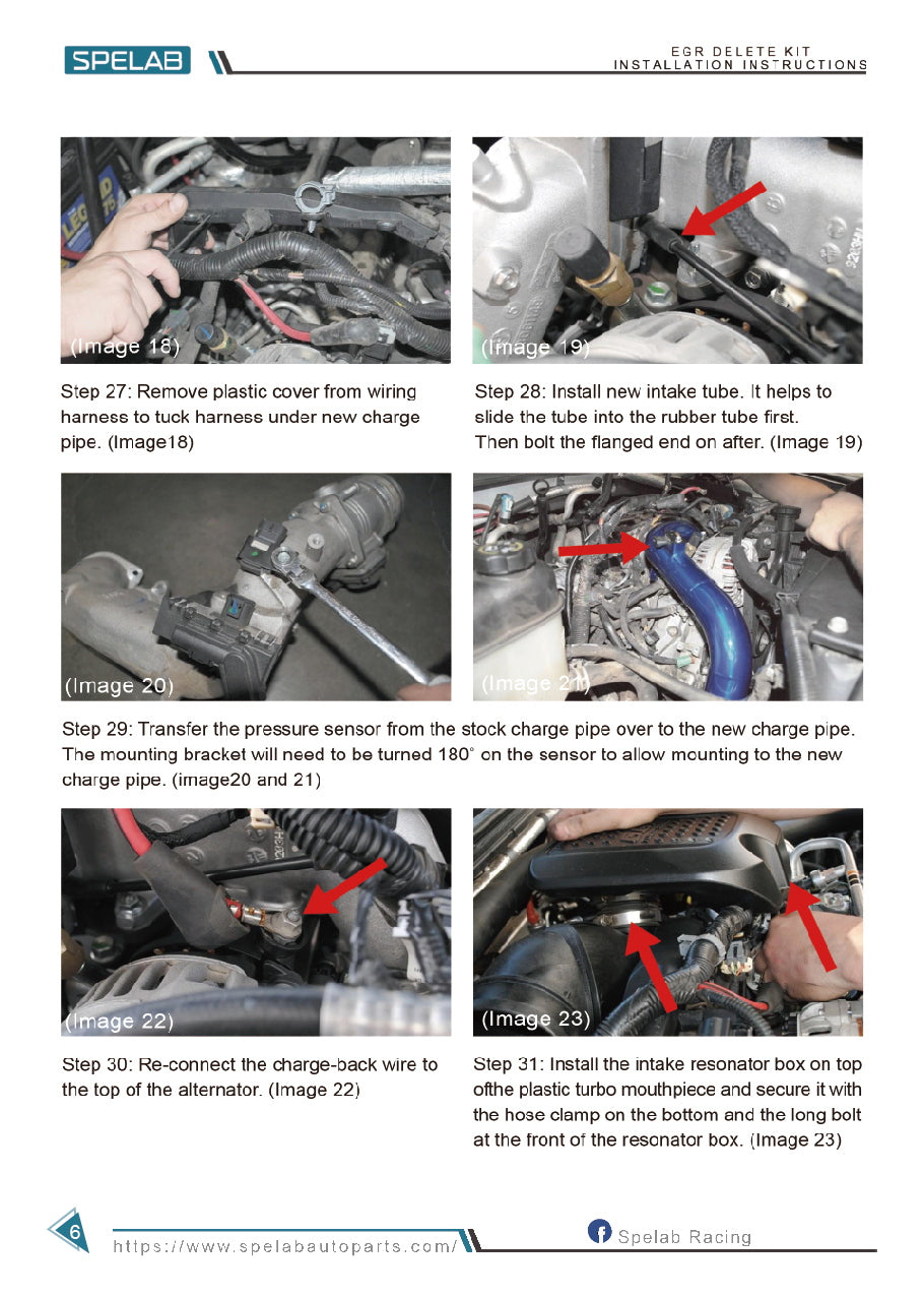 SPELAB 2007.5-2010 6.6L Duramax EGR Delete Kit High Flow Intake Elbow Pipe Tube Installation Instruction