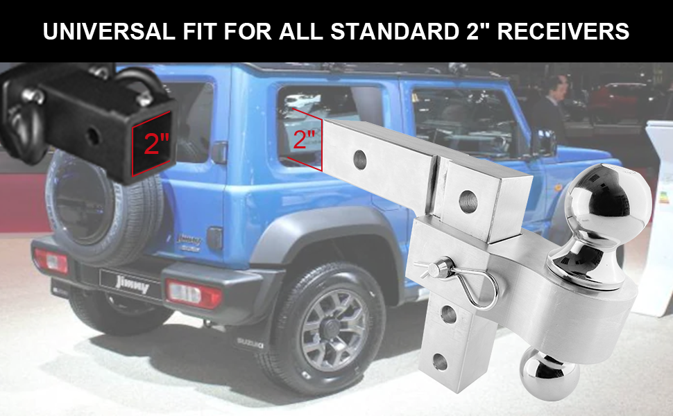 A GREAT HELPER FOR TOWING: Tow with peace of mind with our sturdy, easily installed drop hitch and 2" & 2-5/16" tow ball allowing utilization with a wide variety of trailers and applications. The utility of this towing accessory makes it ideal to tow and haul boats, trailers, campers, livestock trailers, recreational vehicle trailers, dirt bikes, ATVs, motorcycles and more.