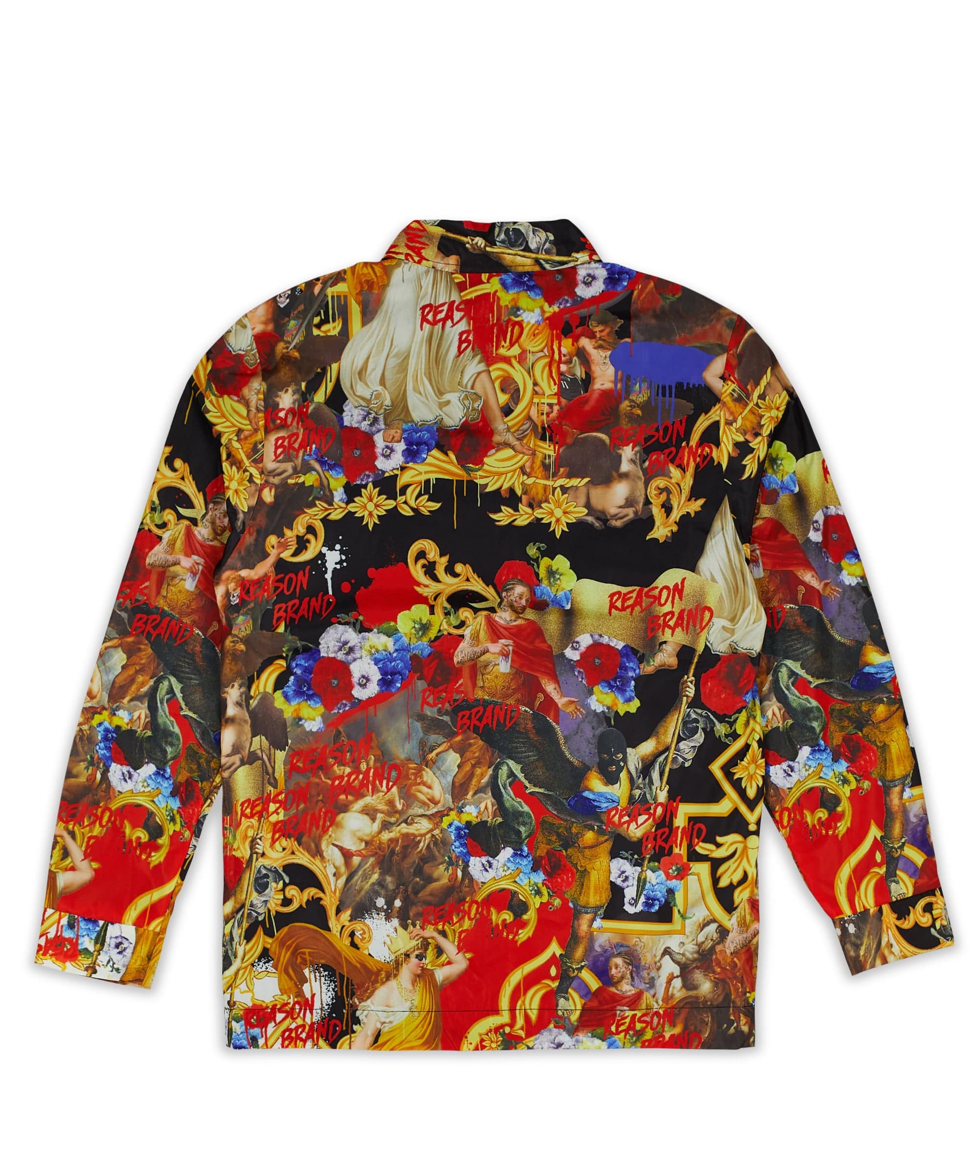 King Of Kings Allover Print Full Zip Collar Jacket