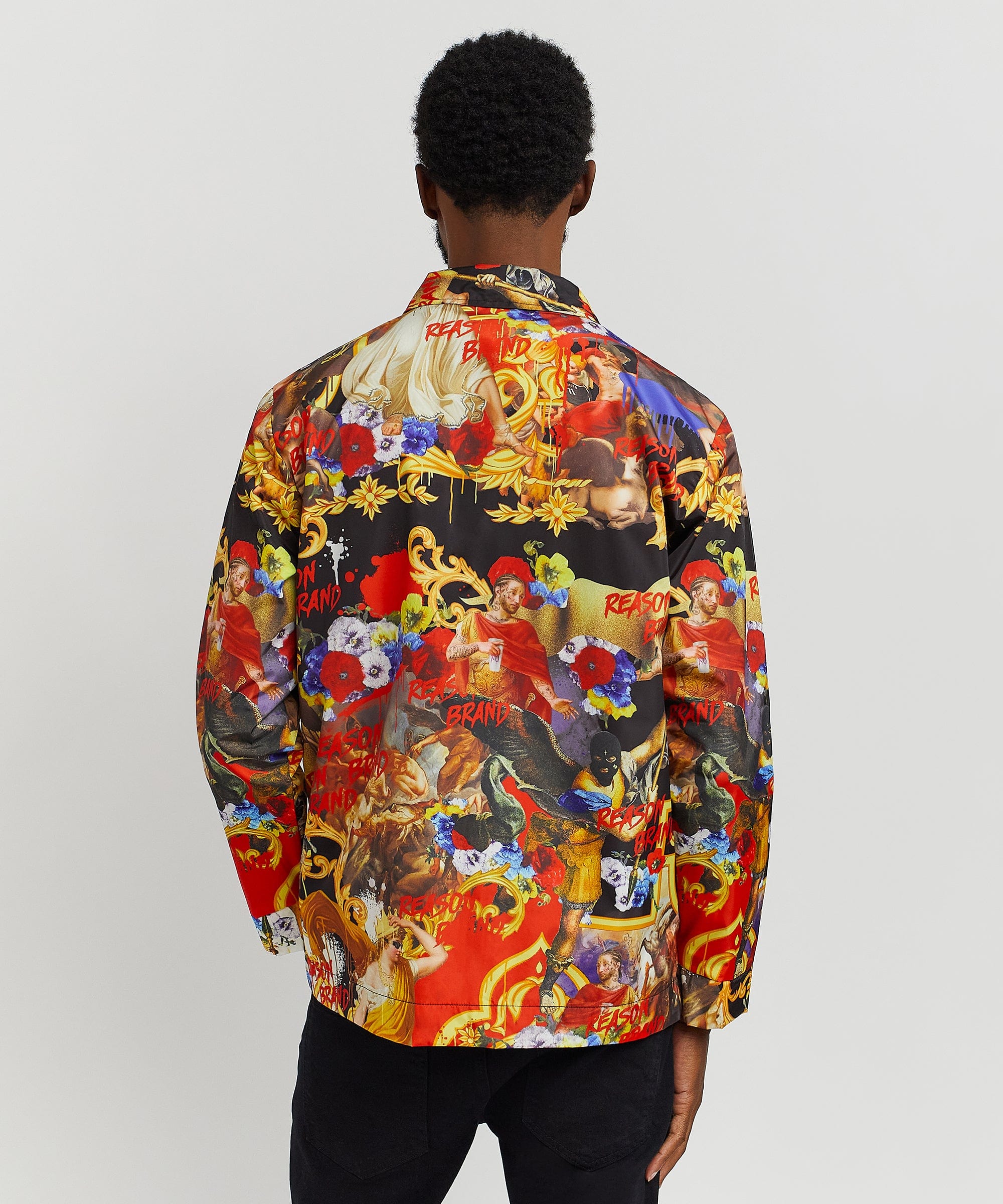 King Of Kings Allover Print Full Zip Collar Jacket