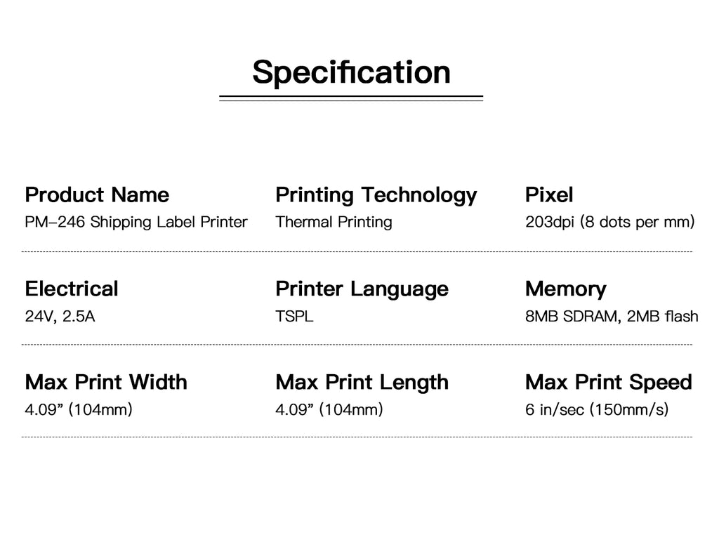 Phomemo PM-246 Printer 4x6 Direct Thermal Shipping Label
