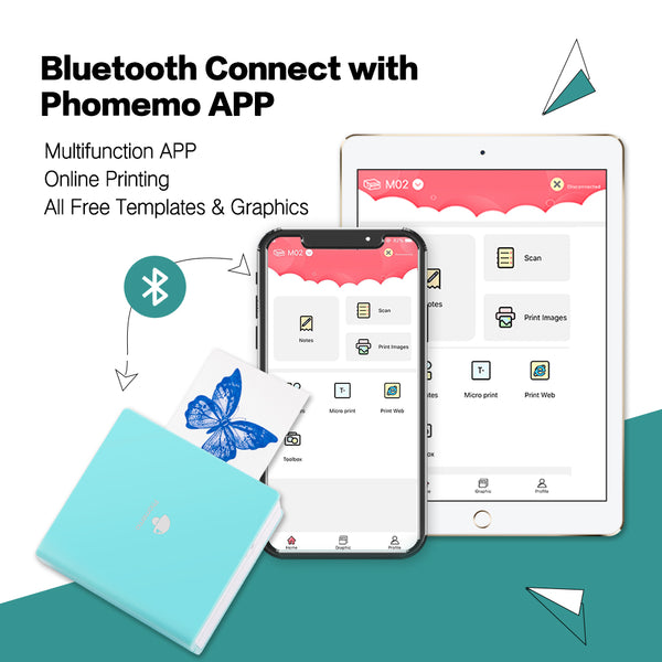 Users can use PHOMEMO M02 thermal printer through Bluetooth connection