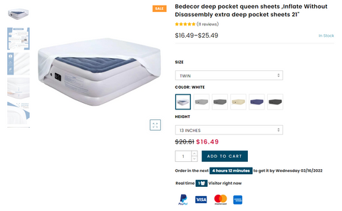 Bedecor deep pocket queen sheets