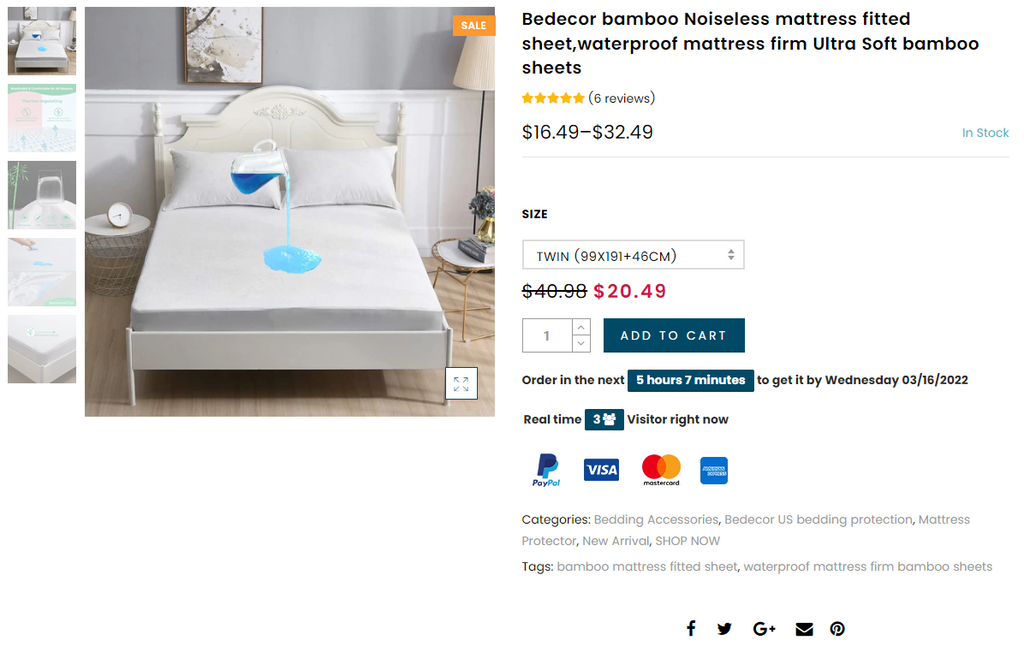 Bedecor waterproof mattress firm bamboo sheets