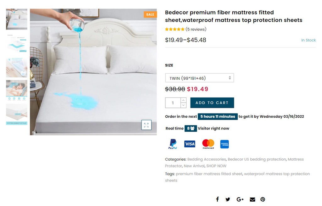 Bedecor waterproof mattress top protection sheets