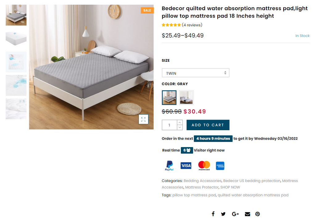 water absorption mattress pad