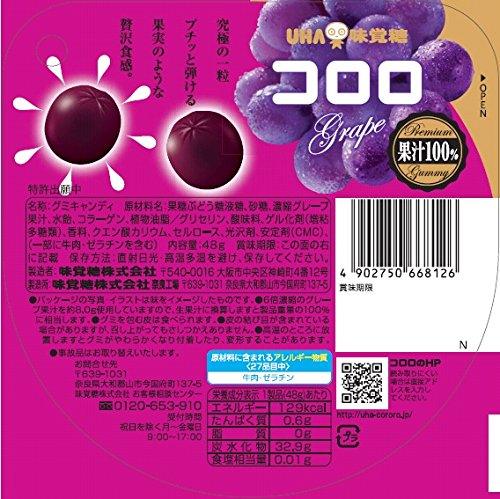 (Pack of 6) Japanese UHA Kororo Gummy Candy - Grape Flavor 40g