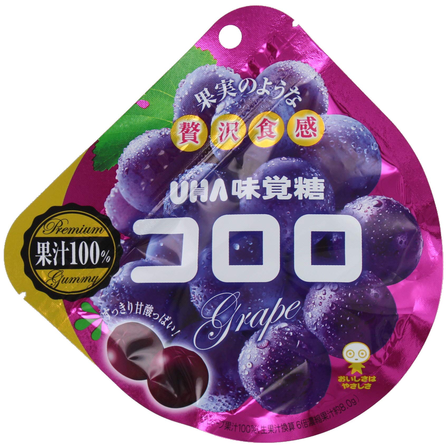 (Pack of 6) Japanese UHA Kororo Gummy Candy - Grape Flavor 40g