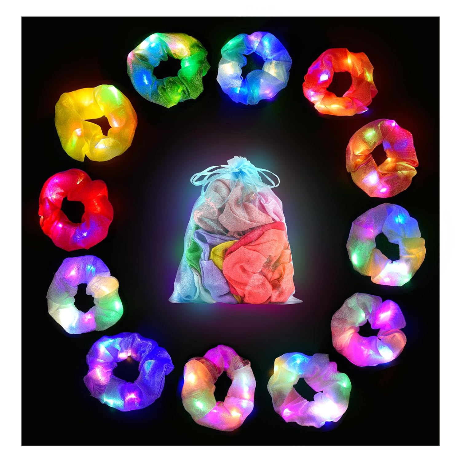 12PCS LED Light Up Hair Scrunchies | Lolalet