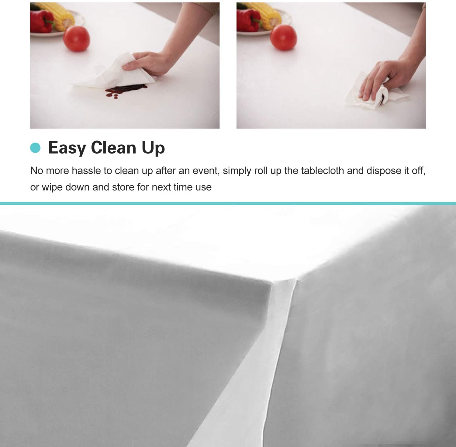 (6 Pack) Disposable Plastic Tablecloths 54 x 108