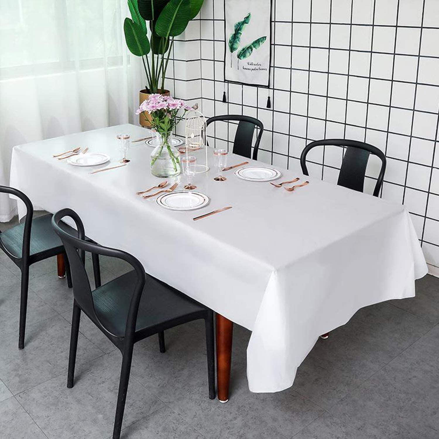 (6 Pack) Disposable Plastic Tablecloths 54 x 108