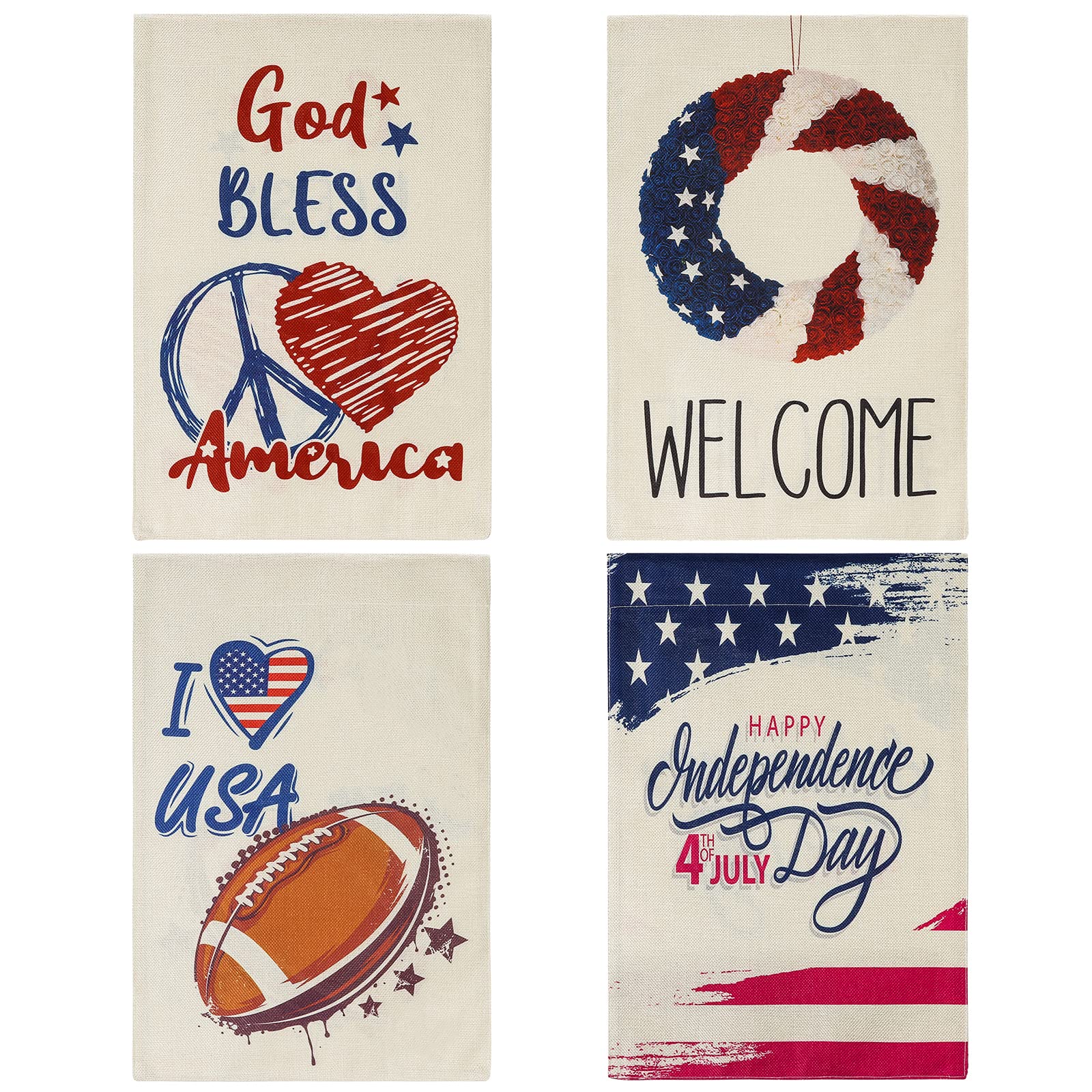 (4 Pcs) Double Sided Yard Flags 12