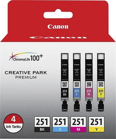 Canon 251 4-Pack Standard Capacity Ink Cartridges, Black/Cyan/Magenta/Yellow