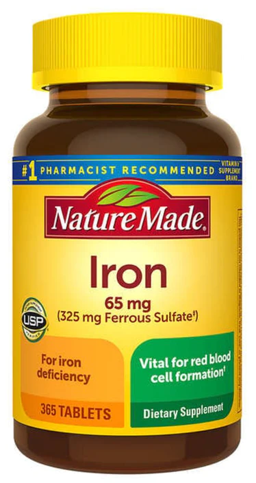 Nature Made Iron 65 mg - 365 Tablets Dietary Supplement