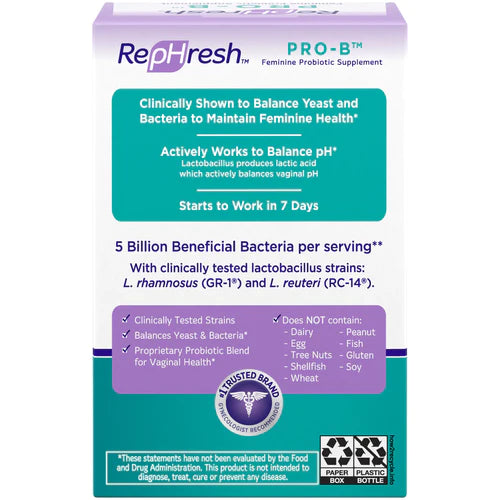 RepHresh Pro-B Probiotic Supplement for Women, 30 Oral Capsules