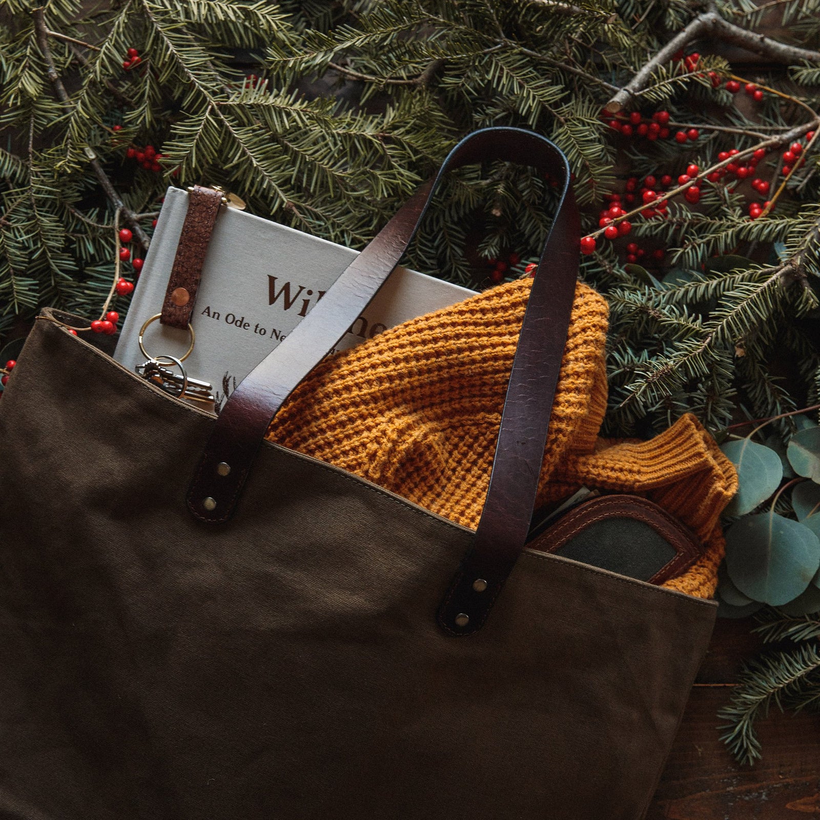 waxed canvas tote bag