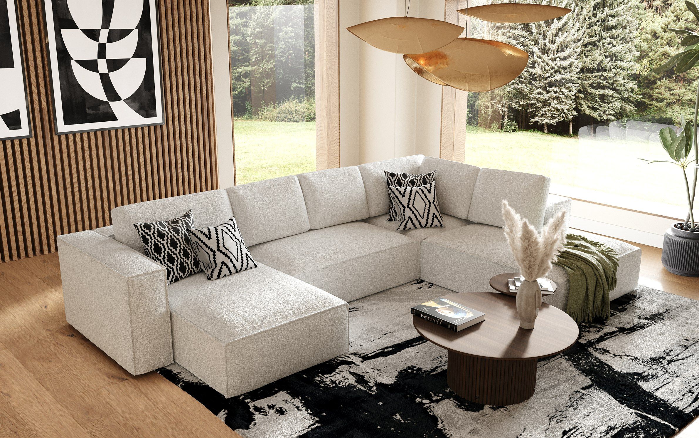 Divani Casa Lulu - Modern White Fabric Modular Sectional Sofa w/ Right Facing Chaise