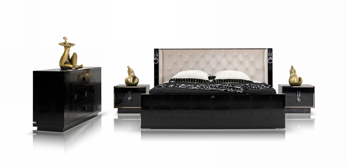 A&X Bellagio - Luxurious Transitional Crocodile Lacquer Bed