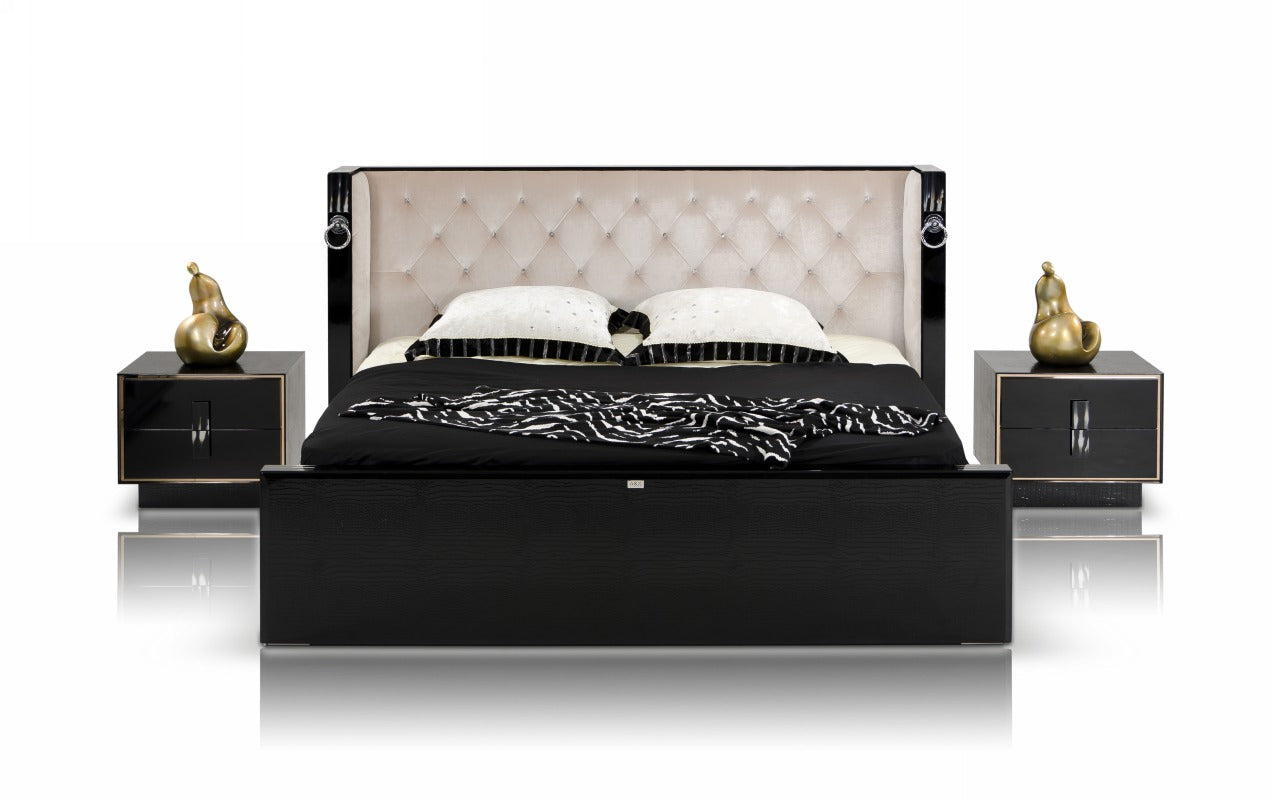 A&X Bellagio - Luxurious Transitional Crocodile Lacquer Bed