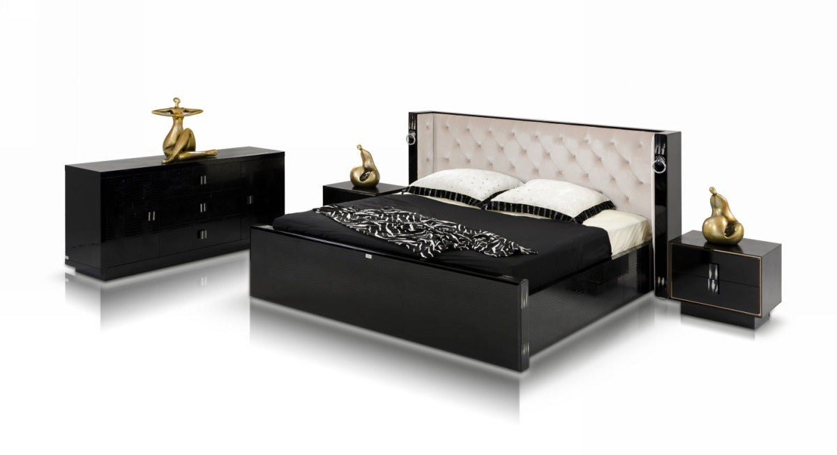 A&X Bellagio - Luxurious Transitional Crocodile Lacquer Bed