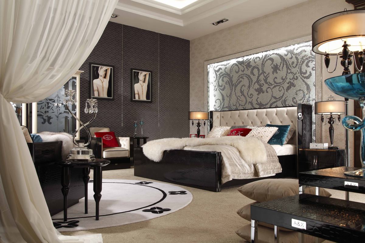 A&X Bellagio - Luxurious Transitional Crocodile Lacquer Bed