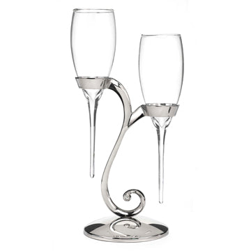 Raindrop Wedding Toasting Flutes Set of 2 with Swirl Stand